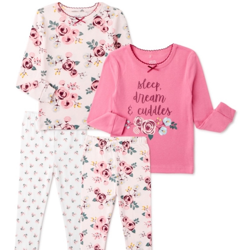 NWT Cutie Pie Dreamers 2pk 4 pieces total floral print girl pajamas set size 3T